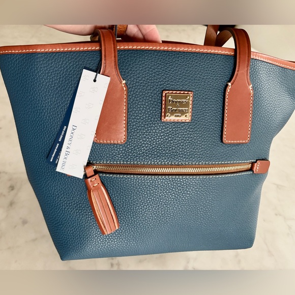 Dooney & Bourke Blue Pebble Leather Tote NWT - Picture 2 of 10